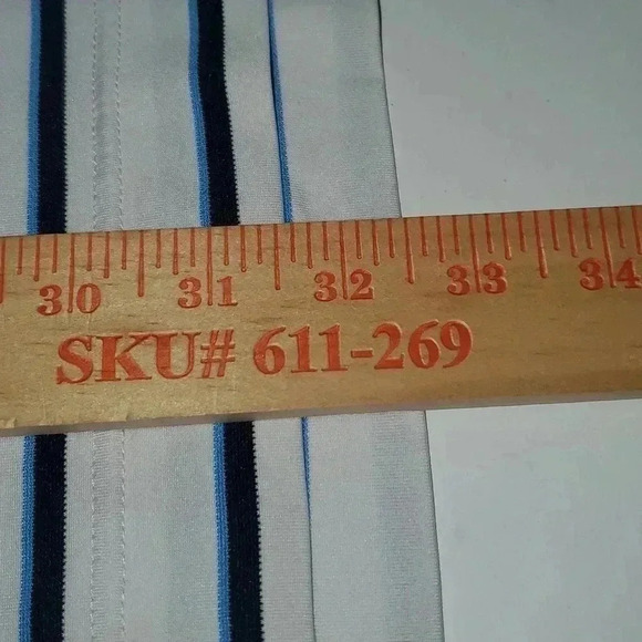 FootJoy FJ Golf Blue Striped Short Sleeve Polo Shirt Men's Size Large with Logo - Picture 13 of 13